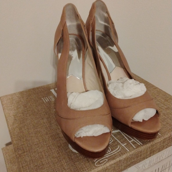 Michael kors Women's Hamilton Open Toe Heels Tan Sz-11M - Picture 12 of 15